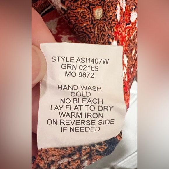 Fig & Flower Women’s Blouse 3/4 Sleeve Tie Keyhole Semi Sheer Boho Size 2X - Picture 6 of 16